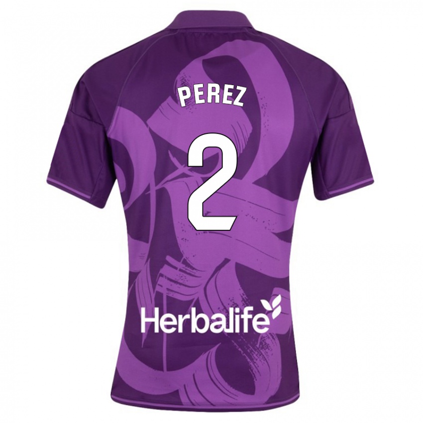 Férfi Iker Pérez #2 Ibolya Idegenbeli Jersey 2023/24 Mez Póló Ing