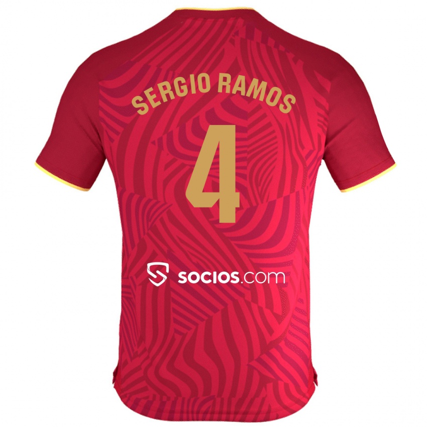 Férfi Sergio Ramos #4 Piros Idegenbeli Jersey 2023/24 Mez Póló Ing
