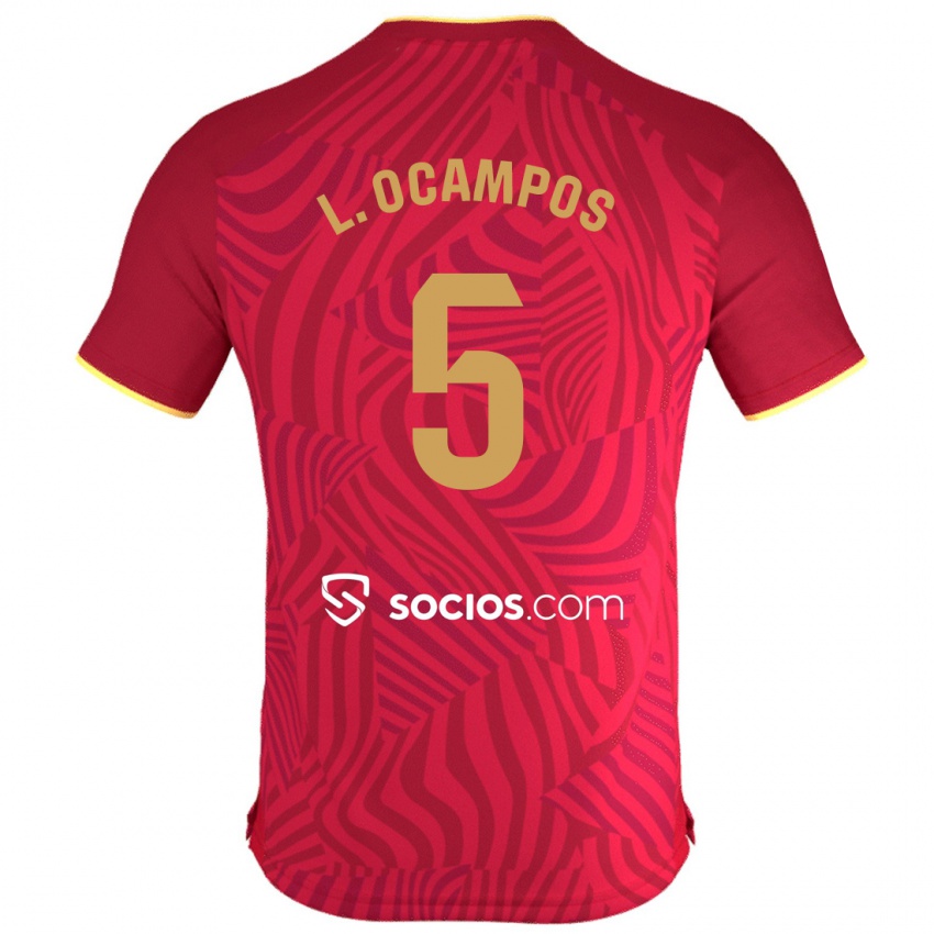 Férfi Lucas Ocampos #5 Piros Idegenbeli Jersey 2023/24 Mez Póló Ing