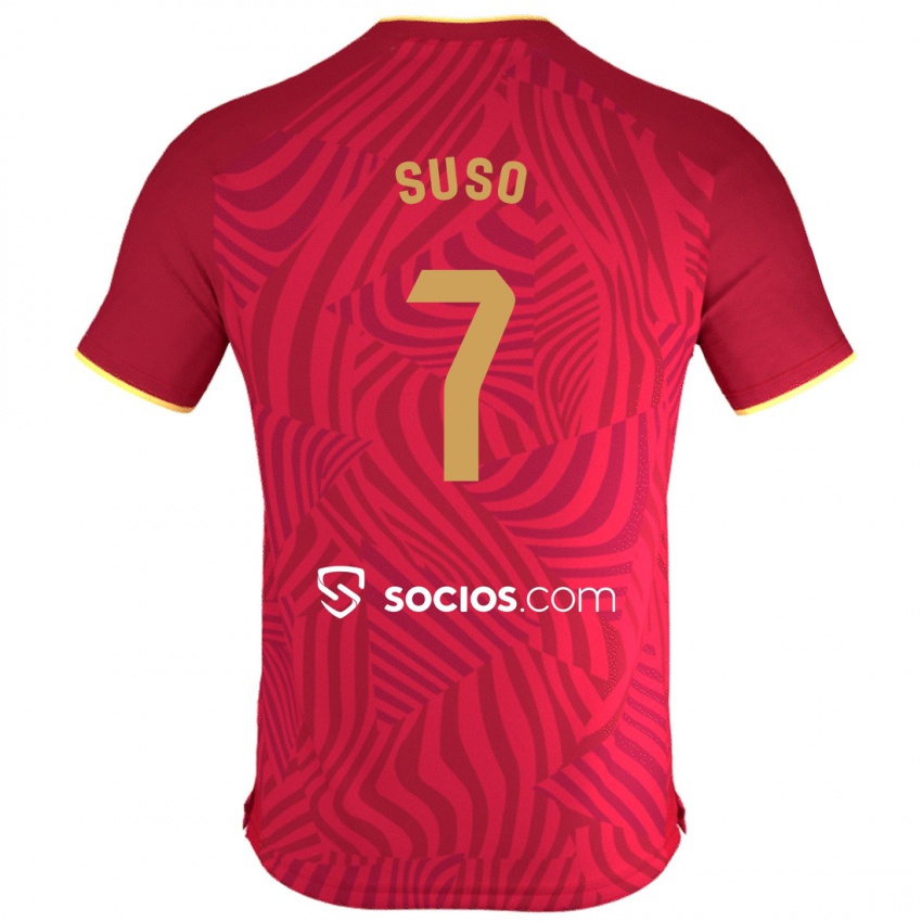 Férfi Suso #7 Piros Idegenbeli Jersey 2023/24 Mez Póló Ing