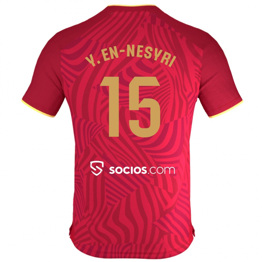 Férfi Youssef En-Nesyri #15 Piros Idegenbeli Jersey 2023/24 Mez Póló Ing