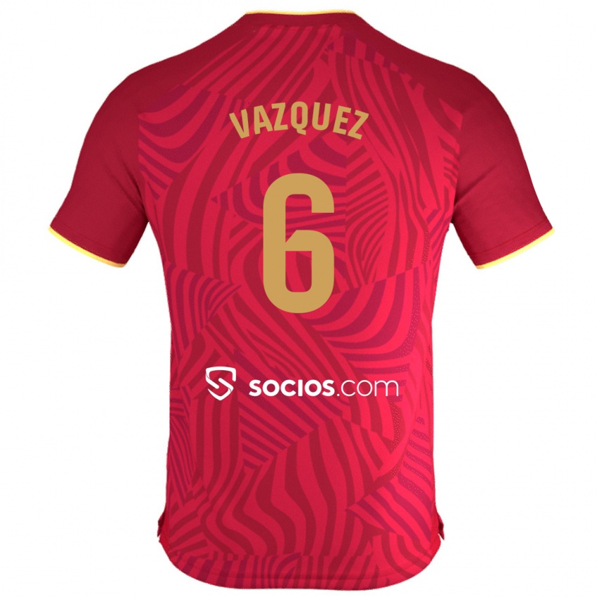 Férfi Manolo Vazquez #6 Piros Idegenbeli Jersey 2023/24 Mez Póló Ing