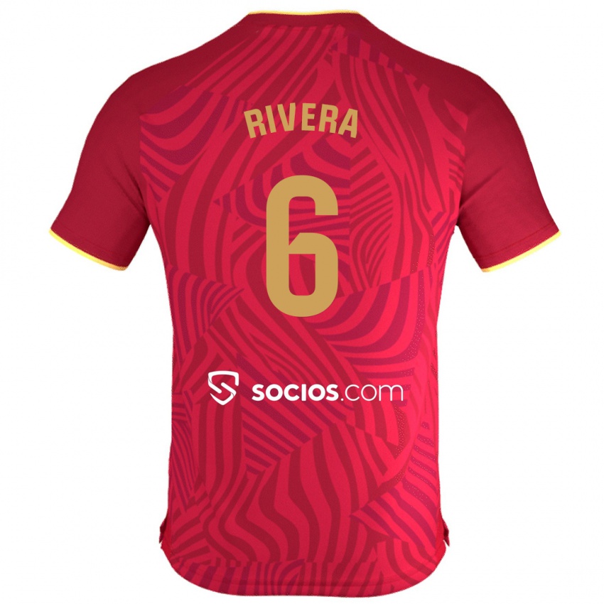 Férfi Pablo Rivera #6 Piros Idegenbeli Jersey 2023/24 Mez Póló Ing