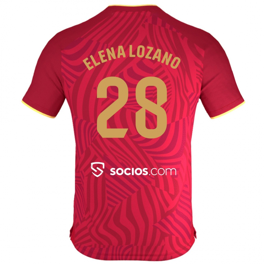 Férfi Elena Lozano Gallego #28 Piros Idegenbeli Jersey 2023/24 Mez Póló Ing