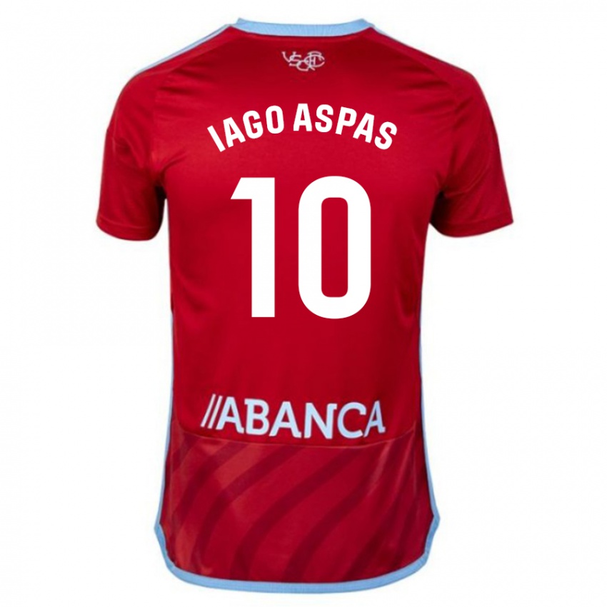 Férfi Iago Aspas #10 Piros Idegenbeli Jersey 2023/24 Mez Póló Ing