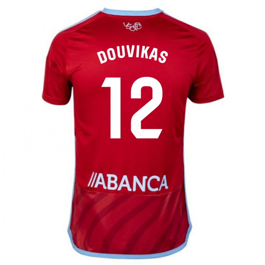 Férfi Anastasios Douvikas #12 Piros Idegenbeli Jersey 2023/24 Mez Póló Ing