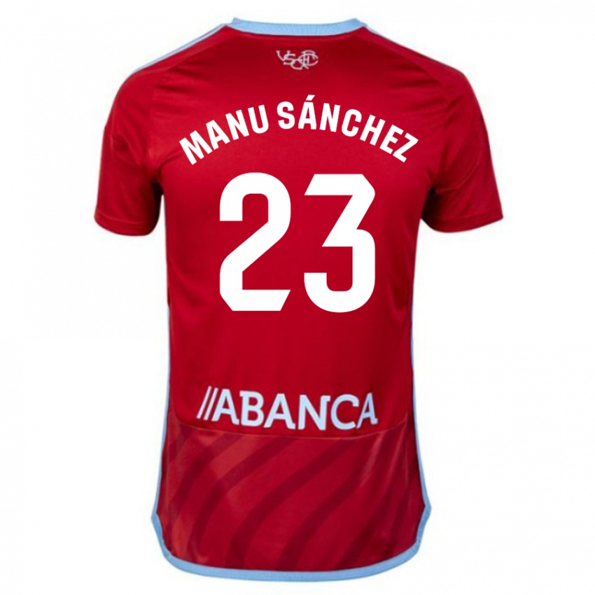 Férfi Manu Sanchez #23 Piros Idegenbeli Jersey 2023/24 Mez Póló Ing