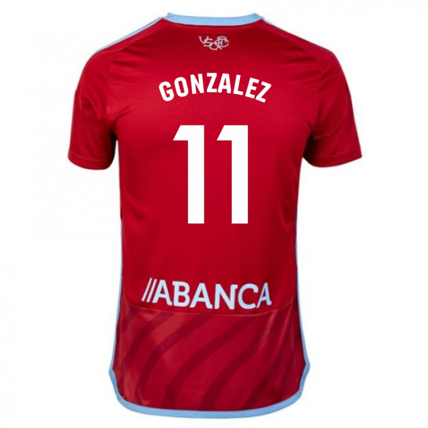 Férfi Alfon Gonzalez #11 Piros Idegenbeli Jersey 2023/24 Mez Póló Ing