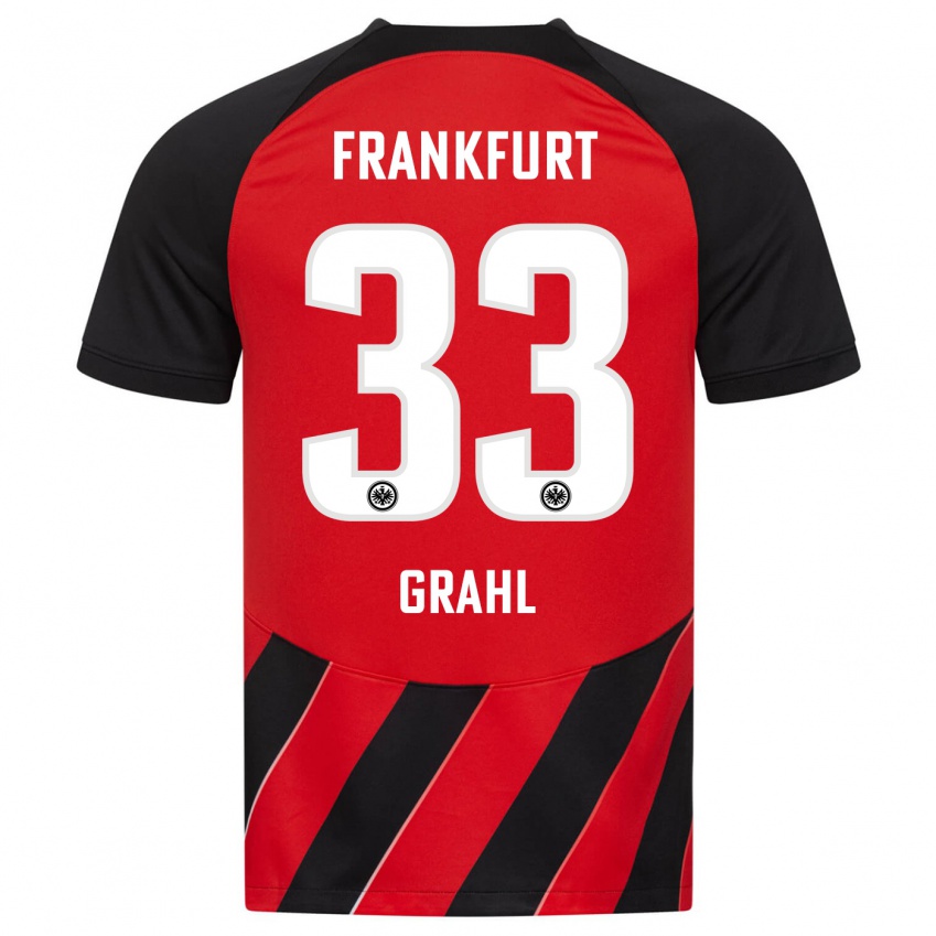 Női Jens Grahl #33 Piros Fekete Hazai Jersey 2023/24 Mez Póló Ing