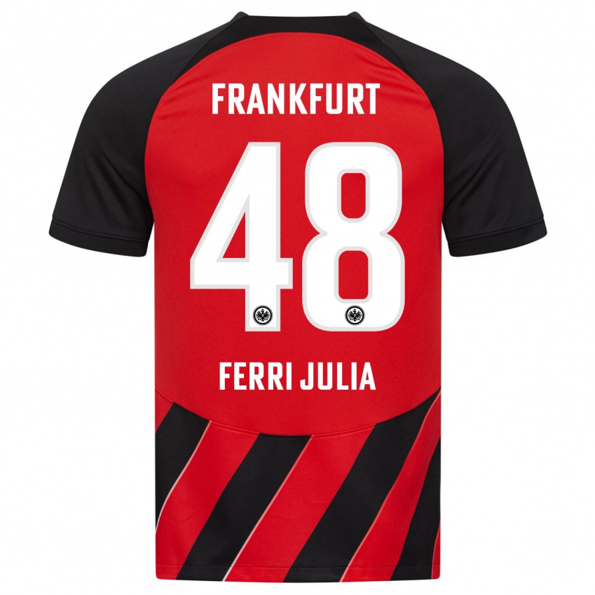 Női Nacho Ferri #48 Piros Fekete Hazai Jersey 2023/24 Mez Póló Ing