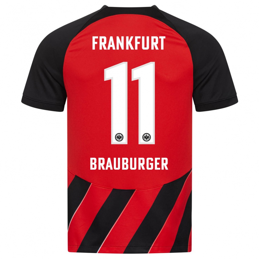 Női Maximilian Brauburger #11 Piros Fekete Hazai Jersey 2023/24 Mez Póló Ing