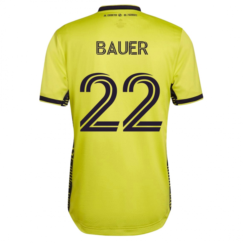 Női Josh Bauer #22 Sárga Hazai Jersey 2023/24 Mez Póló Ing