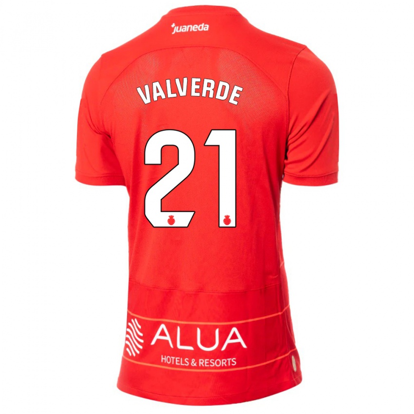 Női David Valverde #21 Piros Hazai Jersey 2023/24 Mez Póló Ing