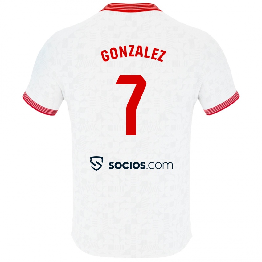 Női Juan González #7 Fehér Hazai Jersey 2023/24 Mez Póló Ing