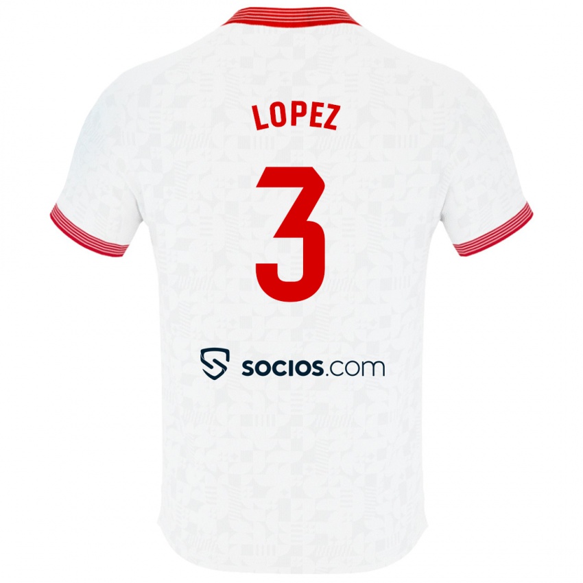 Női David López #3 Fehér Hazai Jersey 2023/24 Mez Póló Ing