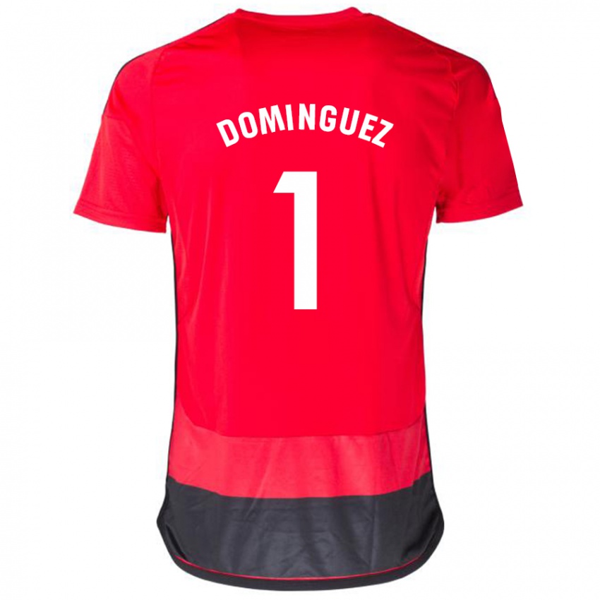 Női Iago Domínguez #1 Piros Fekete Hazai Jersey 2023/24 Mez Póló Ing