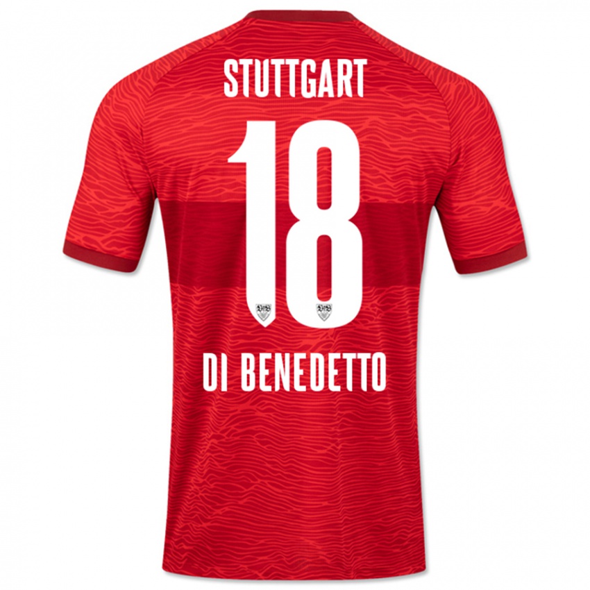 Női Samuele Di Benedetto #18 Piros Idegenbeli Jersey 2023/24 Mez Póló Ing