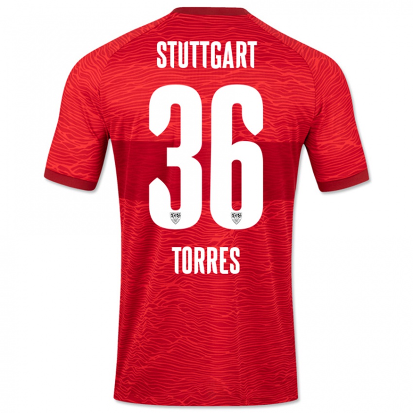 Női Yohann Torres #36 Piros Idegenbeli Jersey 2023/24 Mez Póló Ing