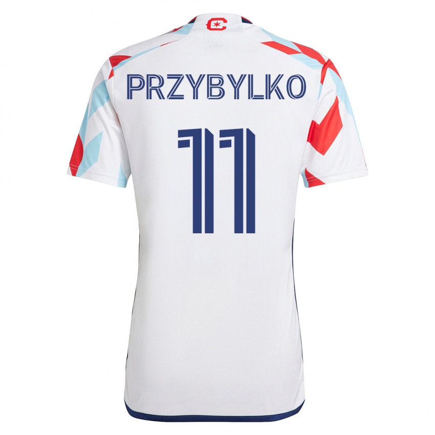 Női Kacper Przybylko #11 Fehér Kék Idegenbeli Jersey 2023/24 Mez Póló Ing