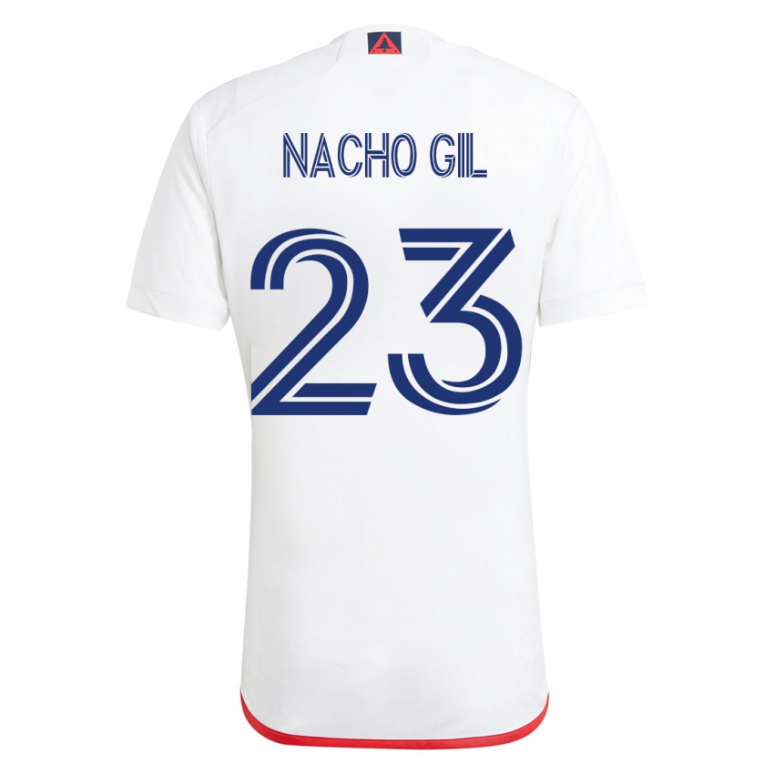 Női Nacho Gil #23 Fehér Piros Idegenbeli Jersey 2023/24 Mez Póló Ing