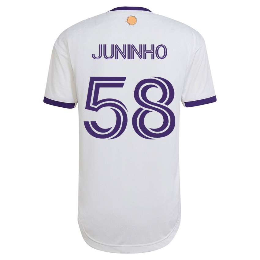 Női Juninho #58 Fehér Idegenbeli Jersey 2023/24 Mez Póló Ing