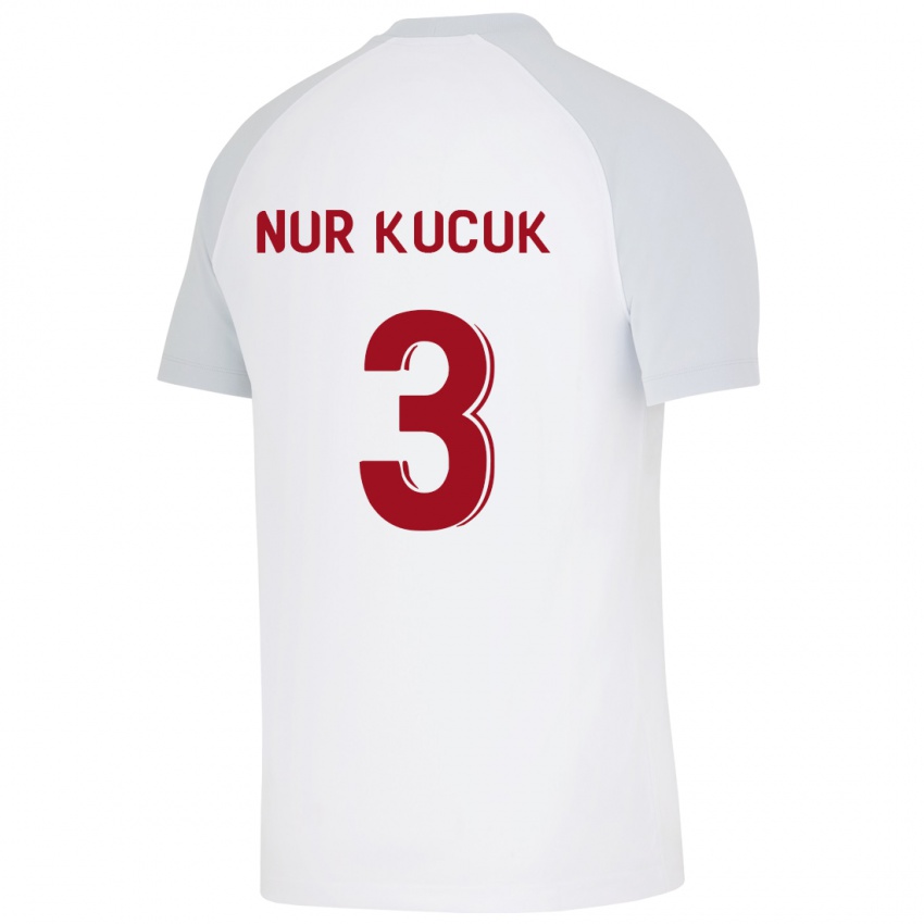 Női Rabia Nur Küçük #3 Fehér Idegenbeli Jersey 2023/24 Mez Póló Ing