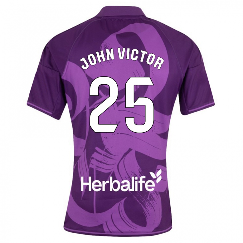 Női John Victor #25 Ibolya Idegenbeli Jersey 2023/24 Mez Póló Ing