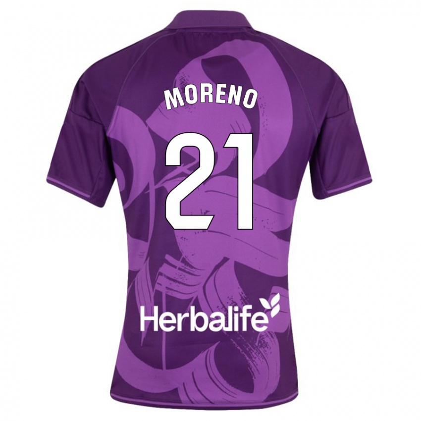 Női Xavi Moreno #21 Ibolya Idegenbeli Jersey 2023/24 Mez Póló Ing