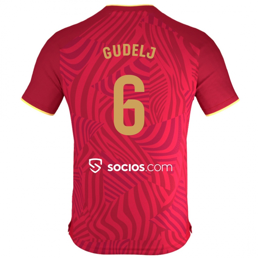 Női Nemanja Gudelj #6 Piros Idegenbeli Jersey 2023/24 Mez Póló Ing