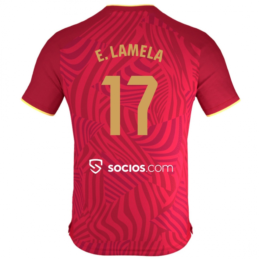 Női Erik Lamela #17 Piros Idegenbeli Jersey 2023/24 Mez Póló Ing