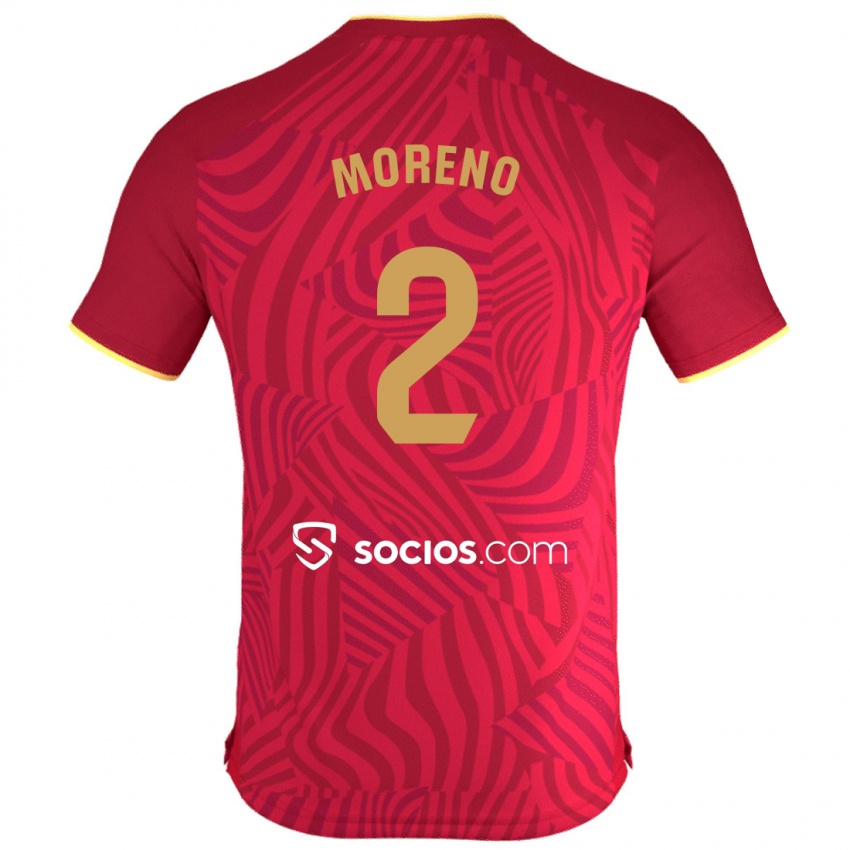 Női Jorge Moreno #2 Piros Idegenbeli Jersey 2023/24 Mez Póló Ing