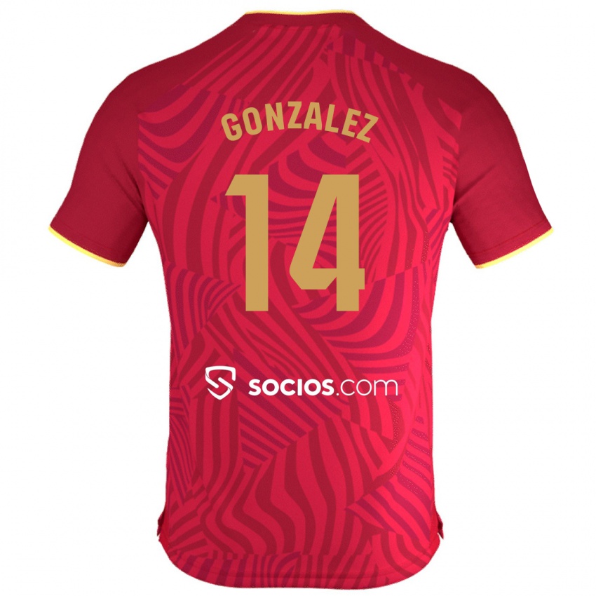 Női Alberto González #14 Piros Idegenbeli Jersey 2023/24 Mez Póló Ing