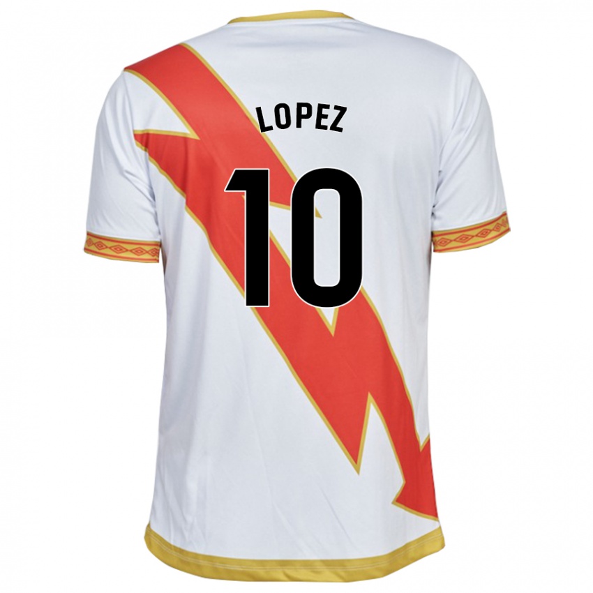 Gyermek Asier López #10 Fehér Hazai Jersey 2023/24 Mez Póló Ing