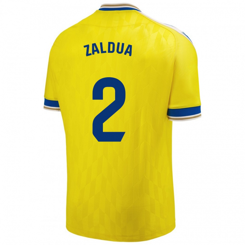 Gyermek Joseba Zaldua #2 Sárga Hazai Jersey 2023/24 Mez Póló Ing