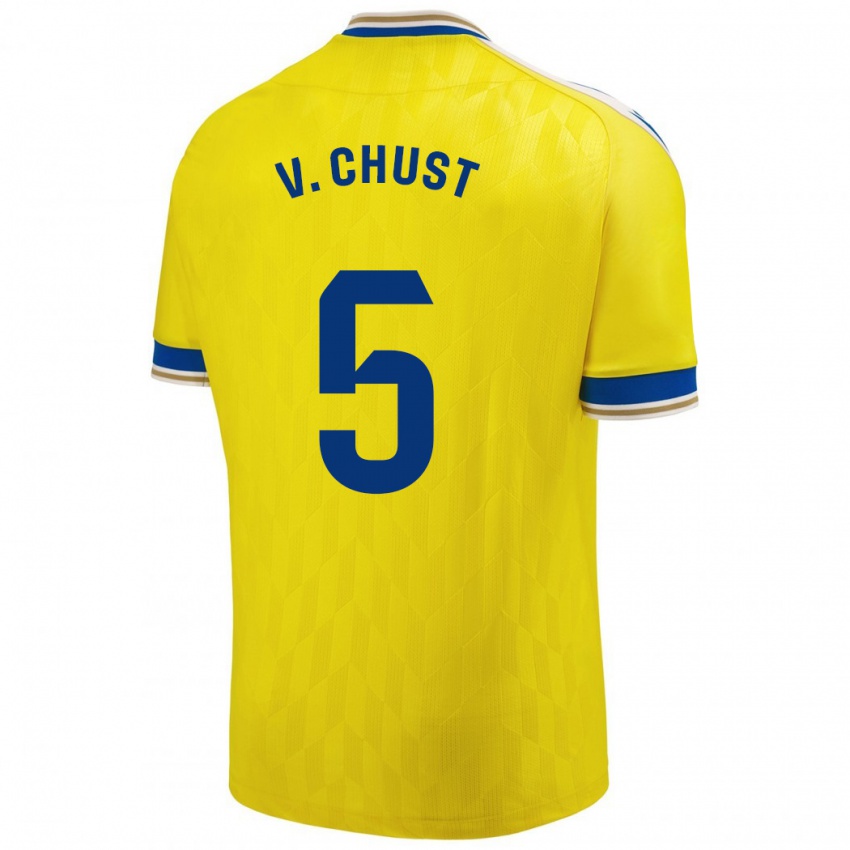 Gyermek Victor Chust #5 Sárga Hazai Jersey 2023/24 Mez Póló Ing