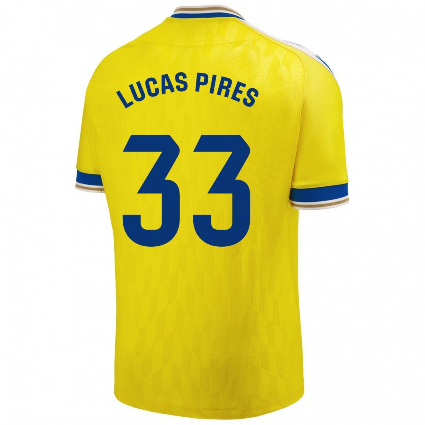 Gyermek Lucas Pires #33 Sárga Hazai Jersey 2023/24 Mez Póló Ing