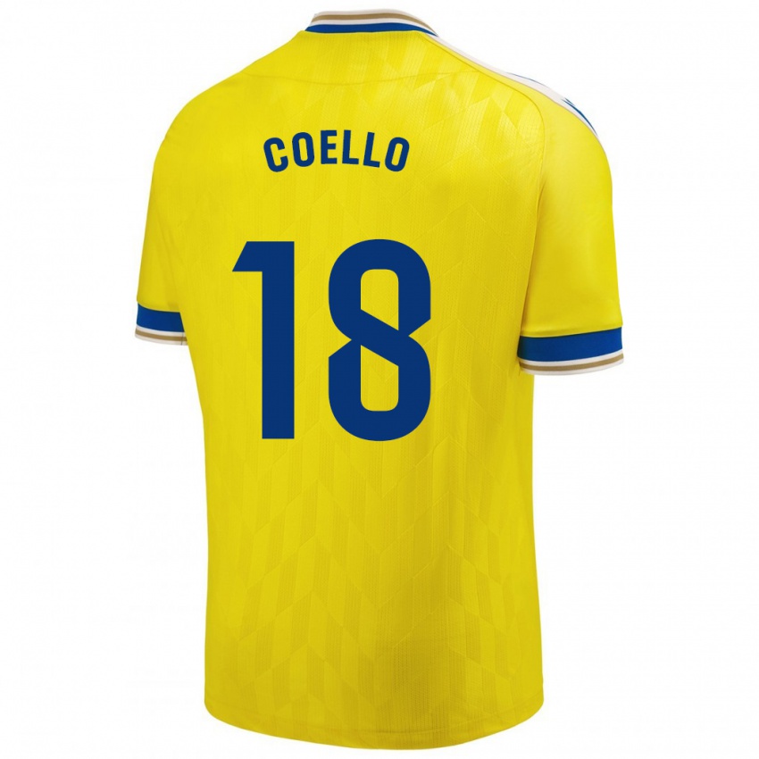 Gyermek María Del Carmen Coello Vidal #18 Sárga Hazai Jersey 2023/24 Mez Póló Ing