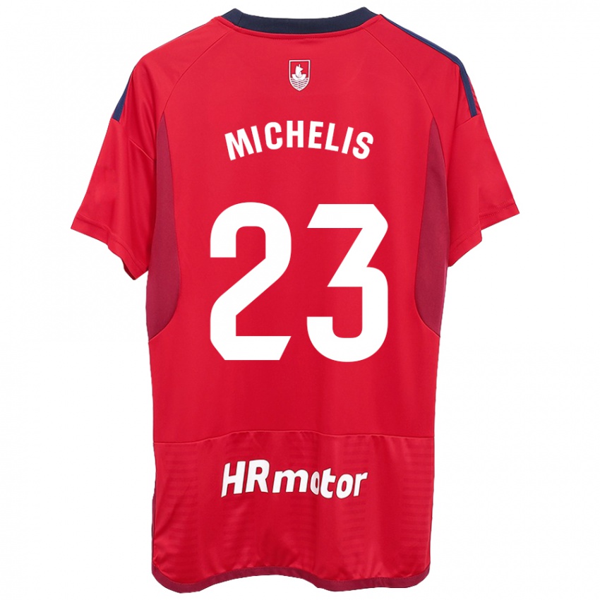 Gyermek Nikolaos Michelis #23 Piros Hazai Jersey 2023/24 Mez Póló Ing