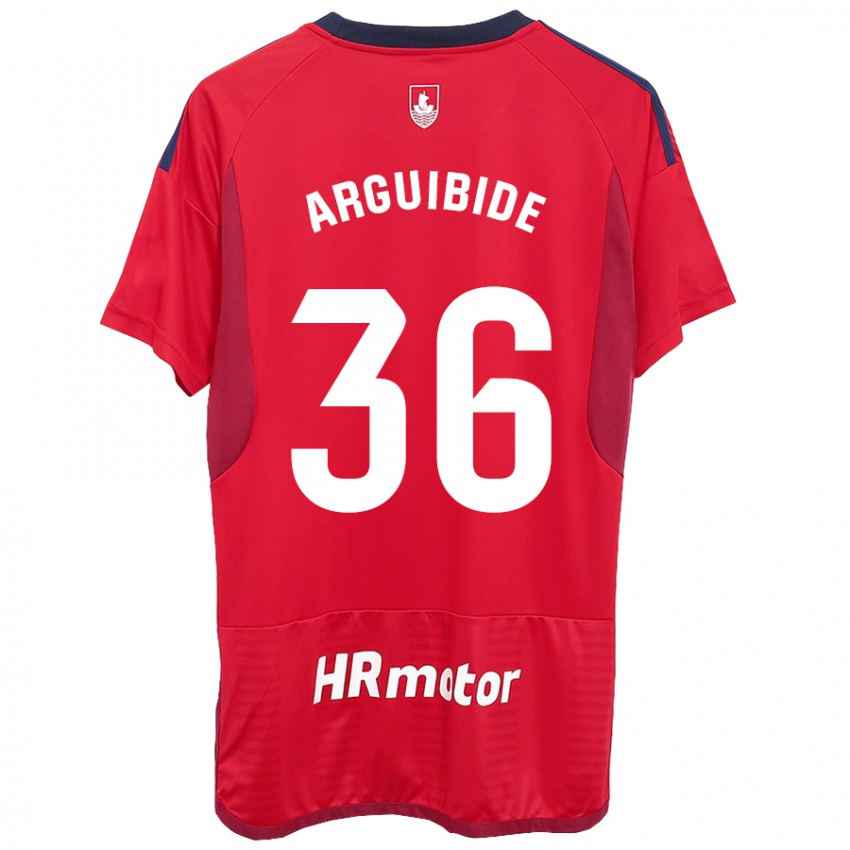 Gyermek Iñigo Arguibide #36 Piros Hazai Jersey 2023/24 Mez Póló Ing