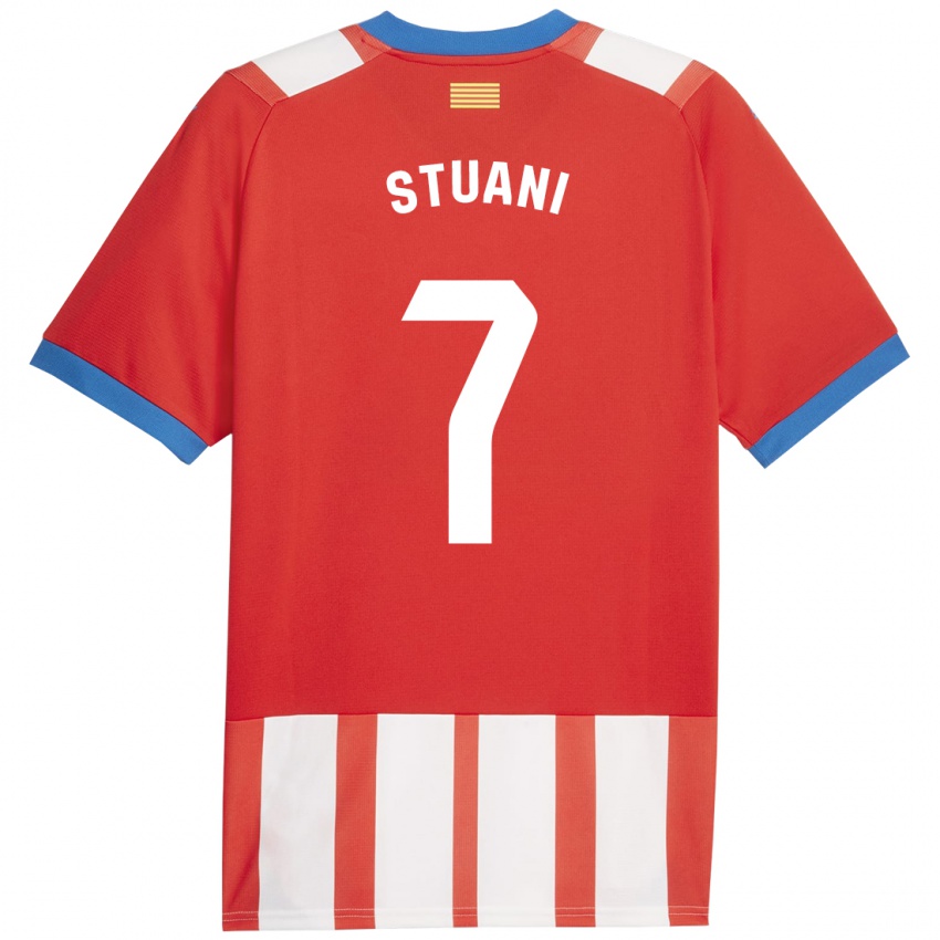 Gyermek Cristhian Stuani #7 Piros Fehér Hazai Jersey 2023/24 Mez Póló Ing