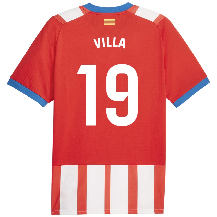 Gyermek Toni Villa #19 Piros Fehér Hazai Jersey 2023/24 Mez Póló Ing