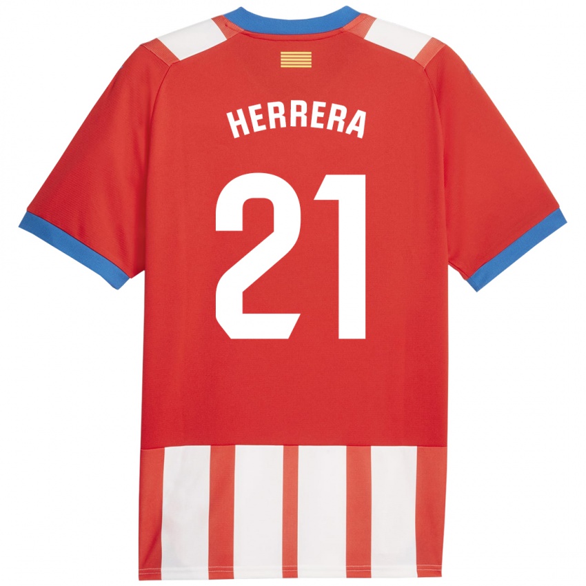 Gyermek Yangel Herrera #21 Piros Fehér Hazai Jersey 2023/24 Mez Póló Ing