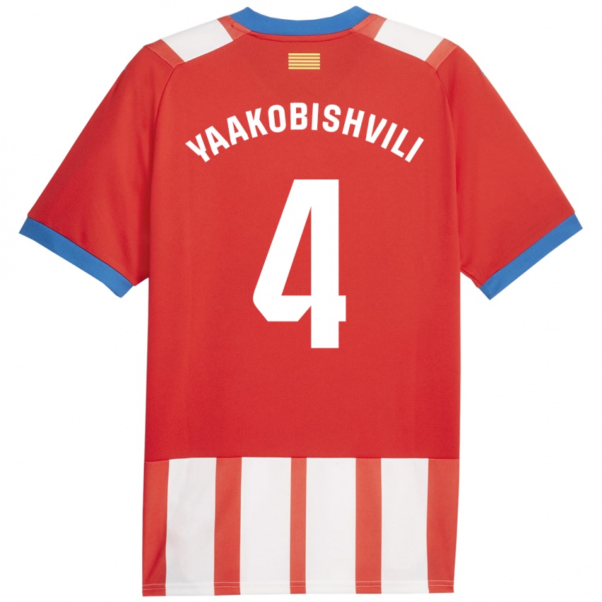 Gyermek Antal Yaakobishvili #4 Piros Fehér Hazai Jersey 2023/24 Mez Póló Ing