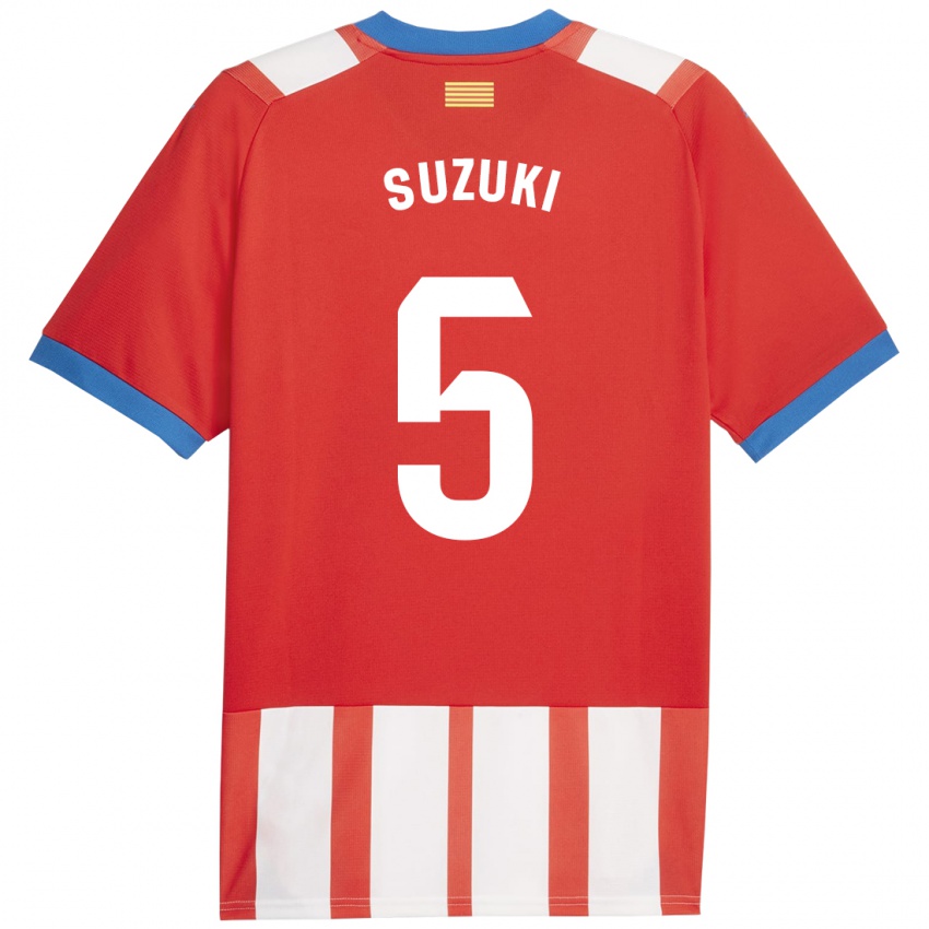 Gyermek Wadi Ibrahim Suzuki #5 Piros Fehér Hazai Jersey 2023/24 Mez Póló Ing