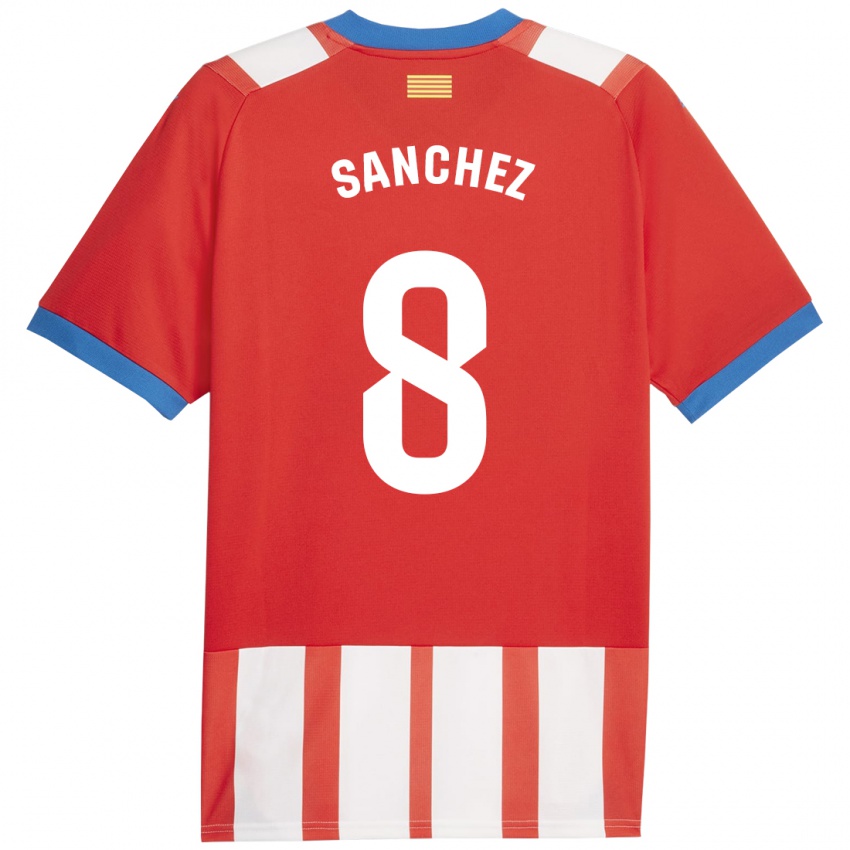 Gyermek Miguel Ángel Sánchez #8 Piros Fehér Hazai Jersey 2023/24 Mez Póló Ing