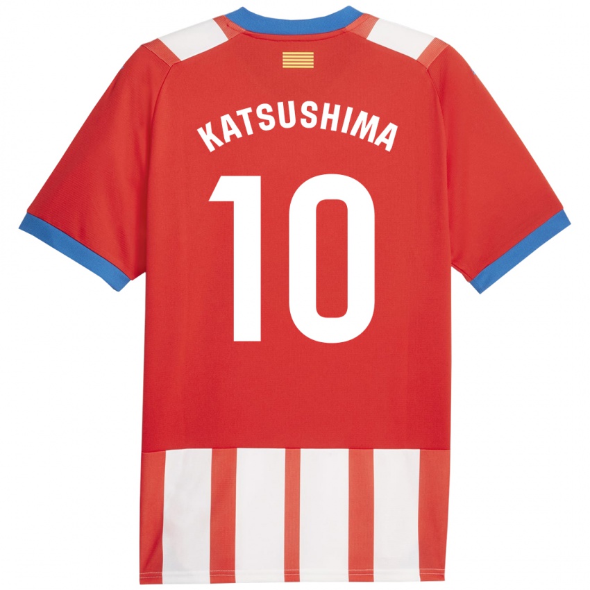 Gyermek Shinnosuke Katsushima #10 Piros Fehér Hazai Jersey 2023/24 Mez Póló Ing