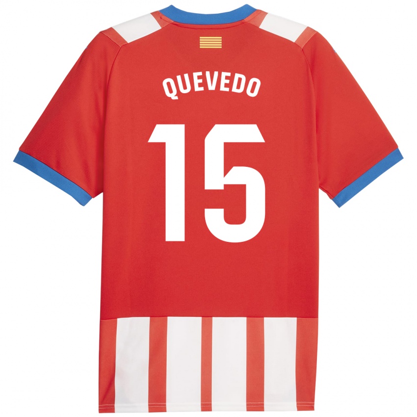 Gyermek Erik Quevedo #15 Piros Fehér Hazai Jersey 2023/24 Mez Póló Ing