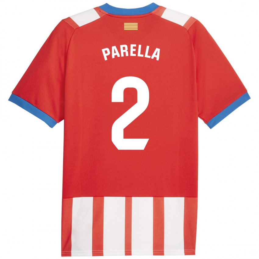 Gyermek Virginia Parella #2 Piros Fehér Hazai Jersey 2023/24 Mez Póló Ing