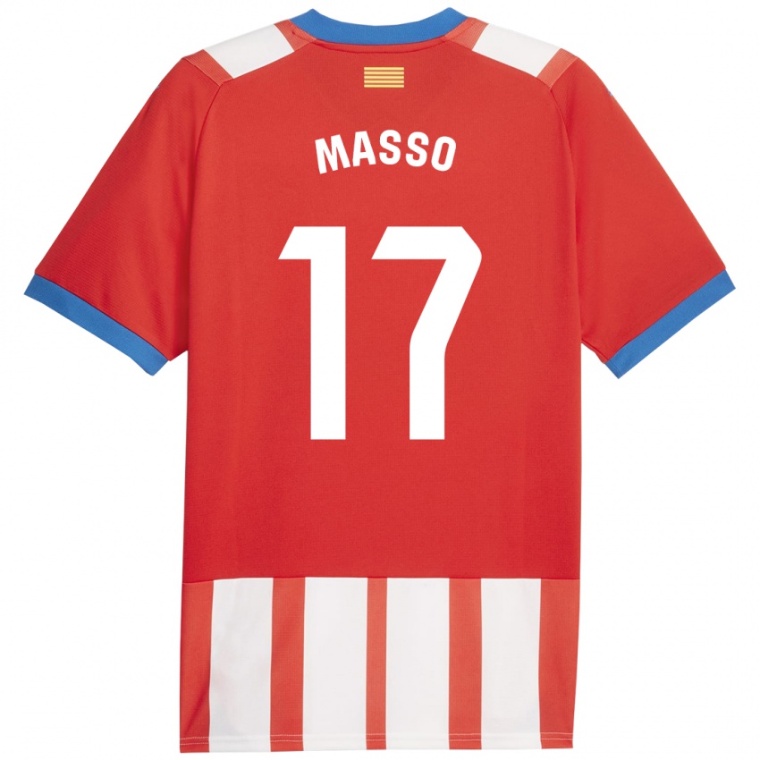 Gyermek Ainoa Massó #17 Piros Fehér Hazai Jersey 2023/24 Mez Póló Ing