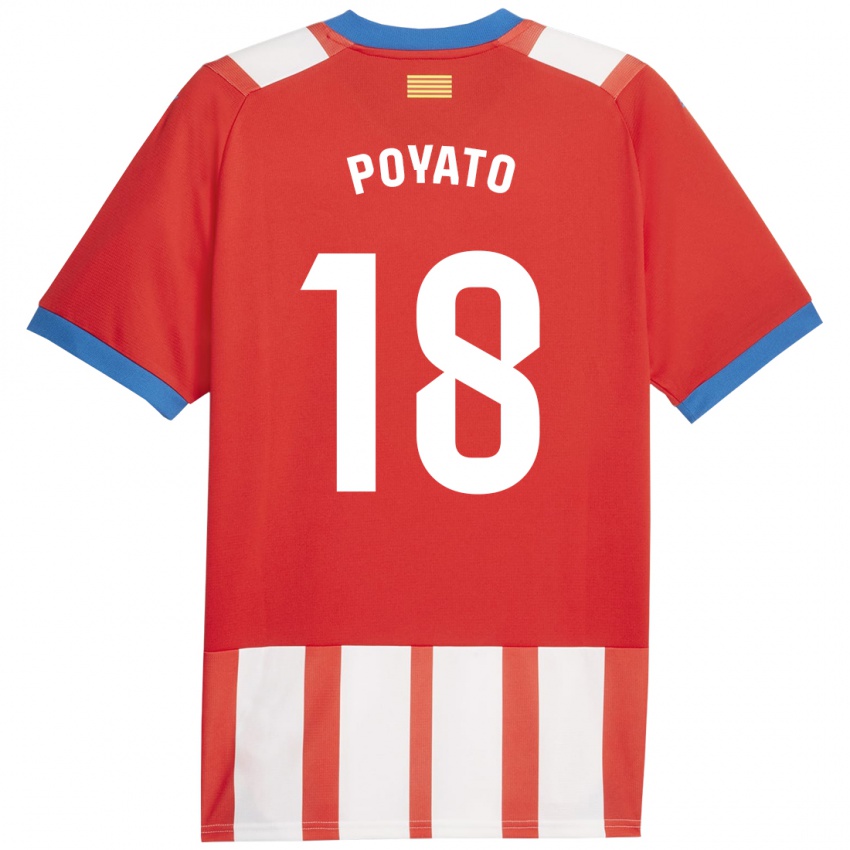 Gyermek Marina Poyato #18 Piros Fehér Hazai Jersey 2023/24 Mez Póló Ing